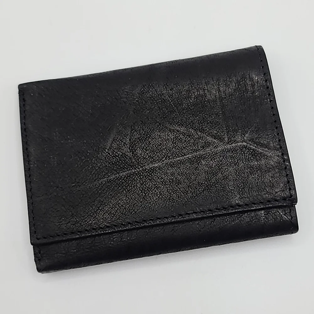 CLEARANCE Vintage Buxton Genuine Black Leather Tri Fold Wallet
